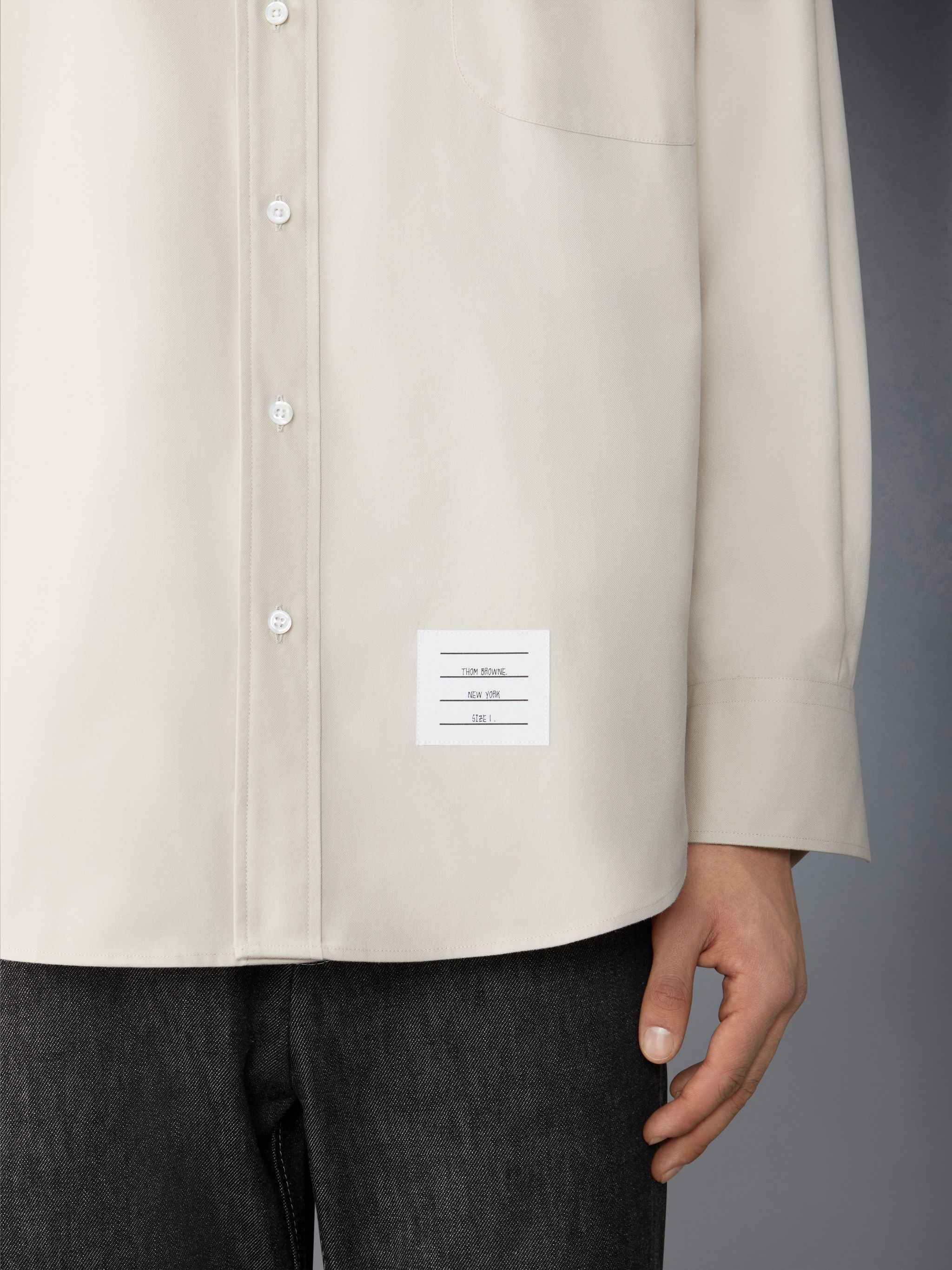 Thom Browne Stripe Cotton Flannel Oversized Shirt | REVERSIBLE
