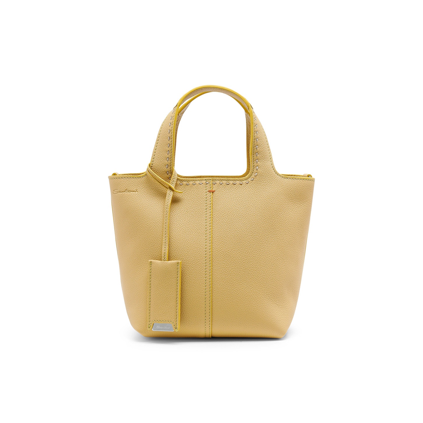 Yellow tumbled leather handbag - 1