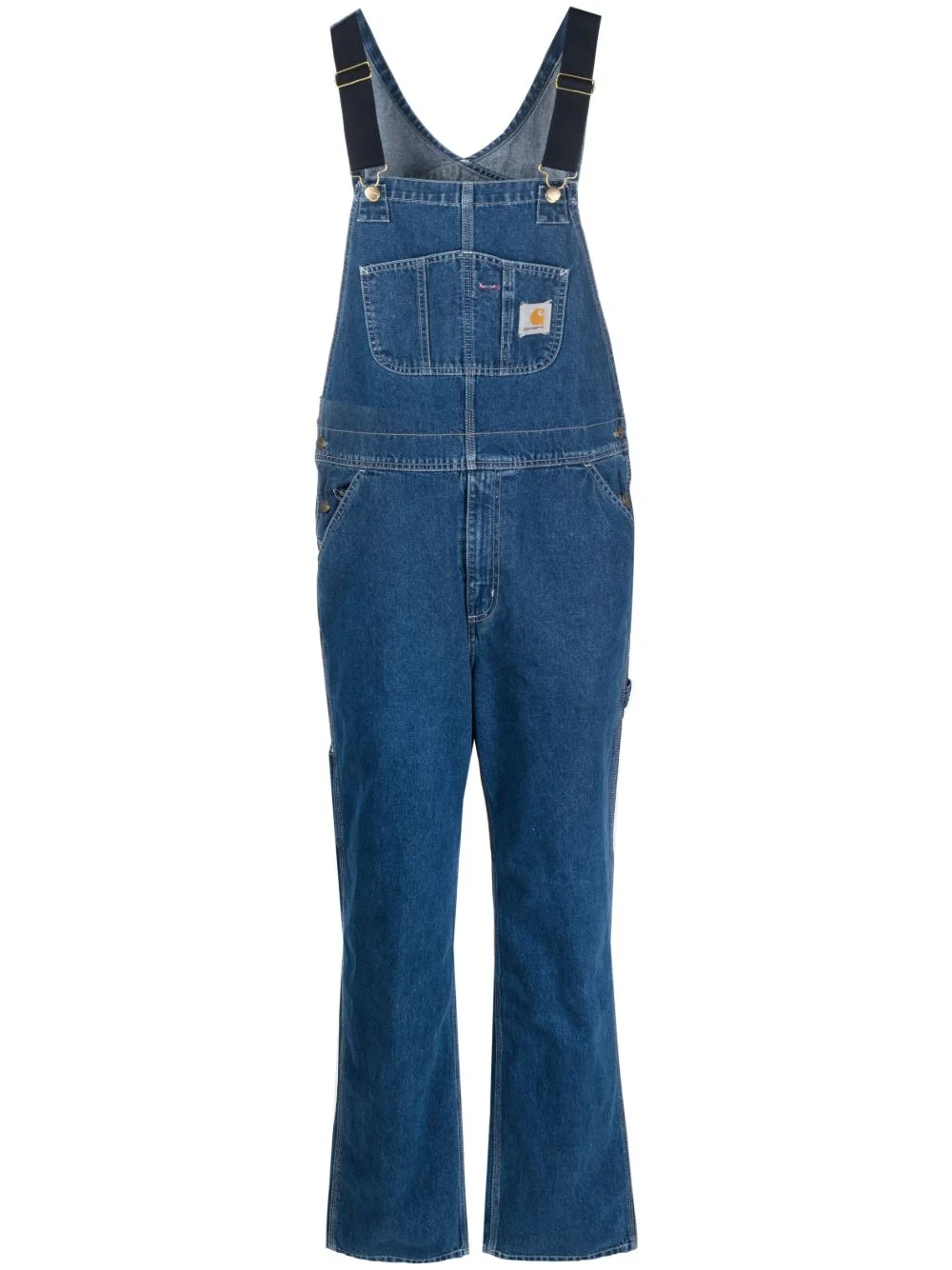 logo-patch straight-leg dungarees - 1