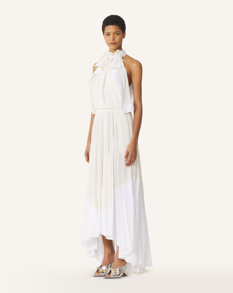 PLEATED DRESS IN CHARMEUSE AND COTTON 3