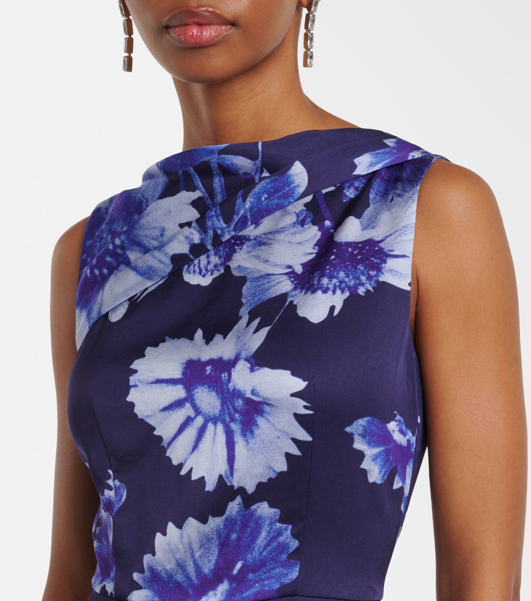 Draped floral cocktail dress - 4