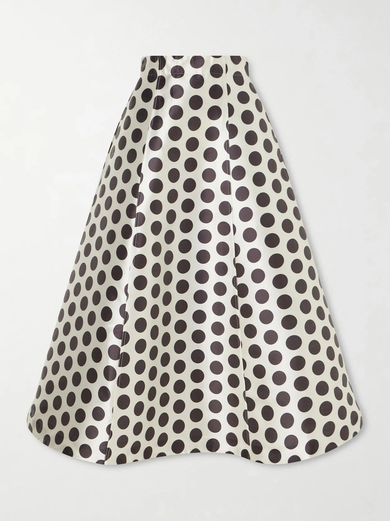 India Paneled Polka-dot Satin Midi Skirt - 1