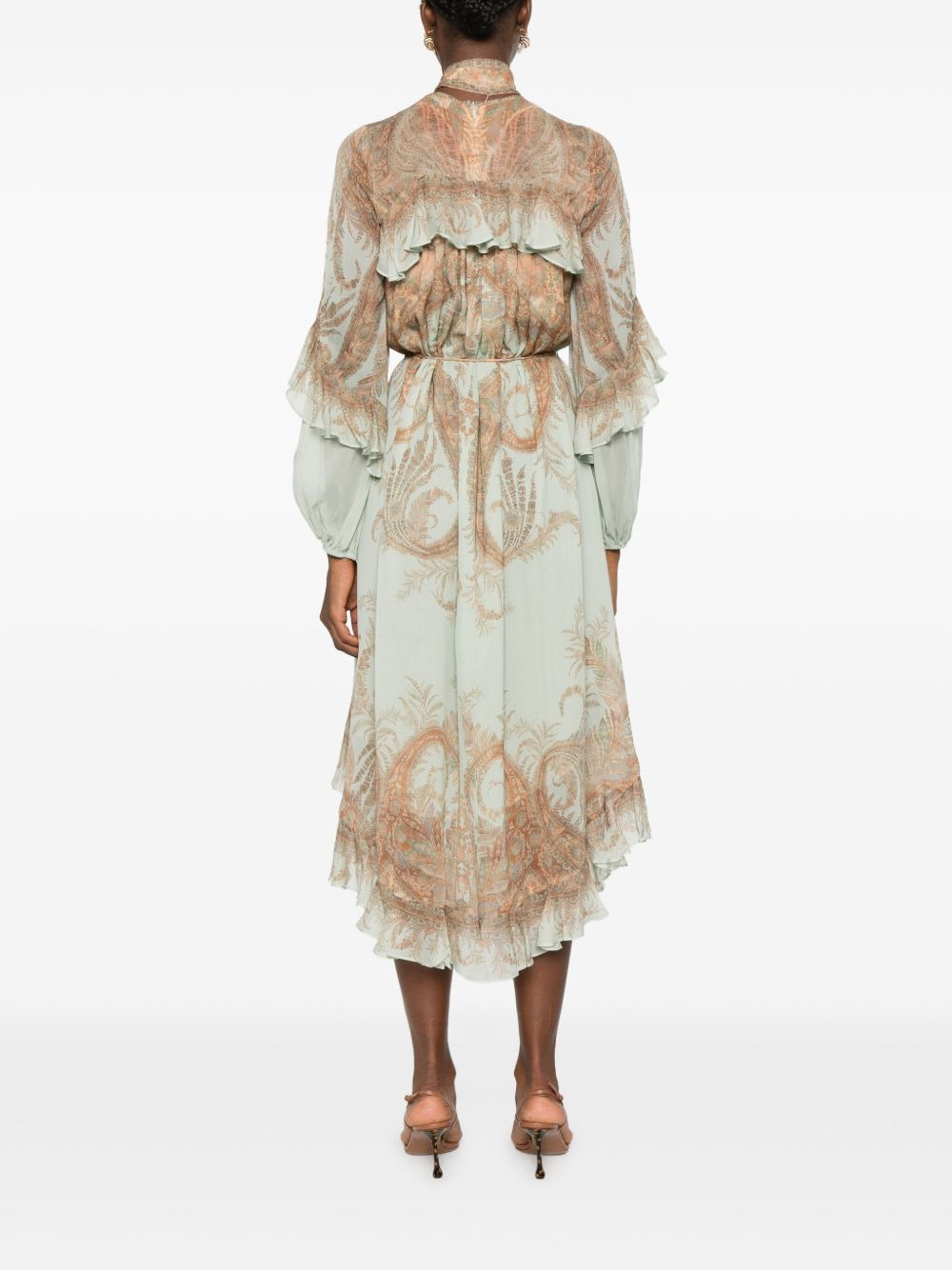 paisley-print ruffled dress - 4