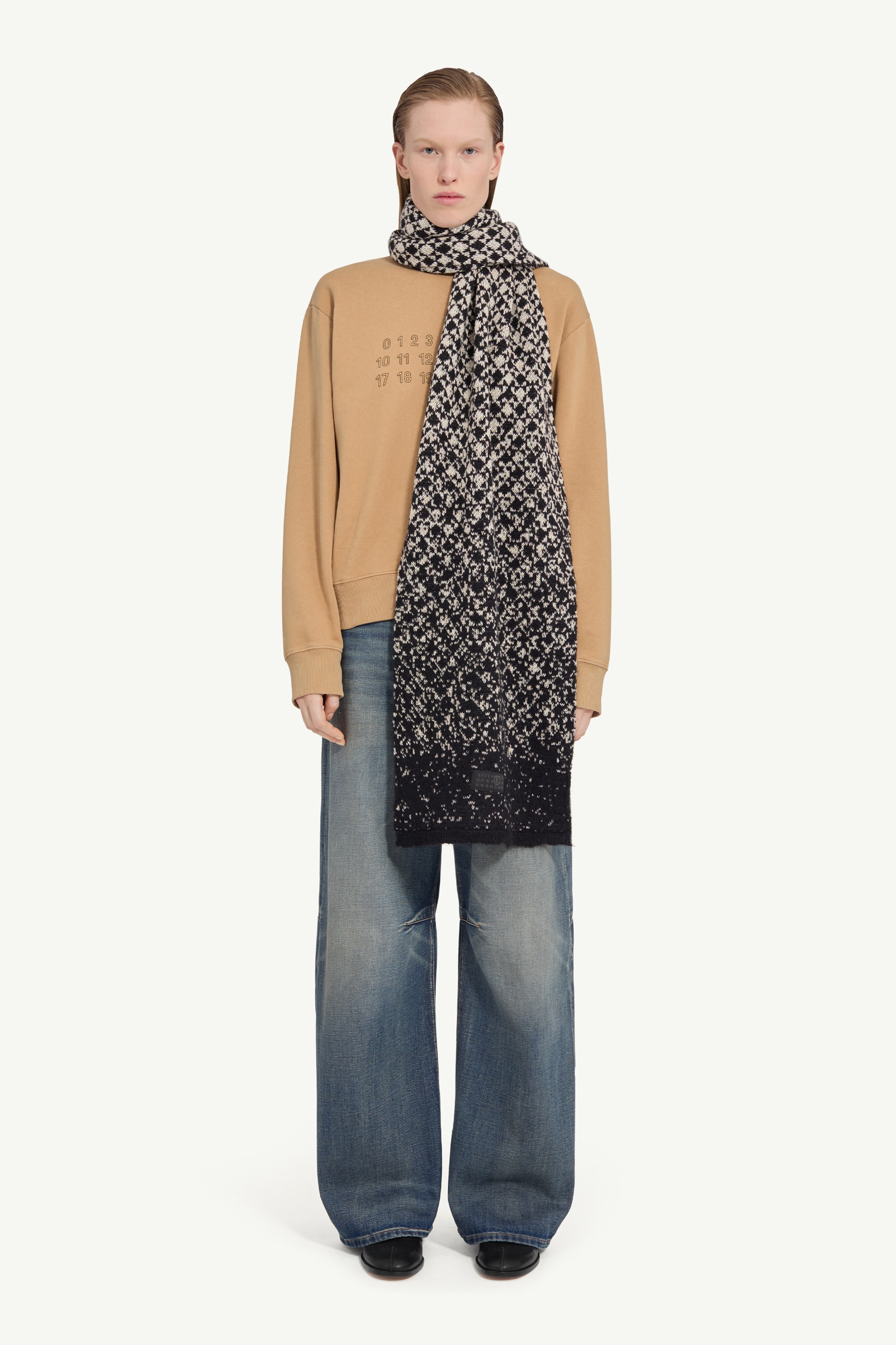 スカーフ Mm6 By Maison Margiela Textured Ribbed Wool Scarf With Mm6 By Maison Margiela Textured Ribbed Wool Scarf With