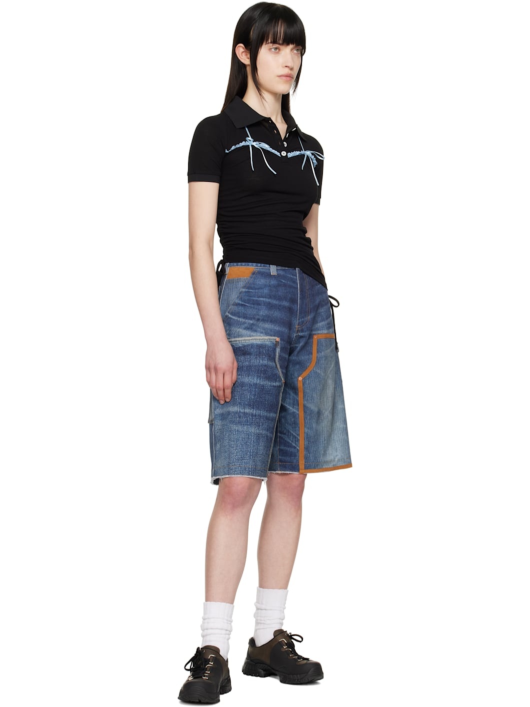 Black Halter String Piqué Polo - 4
