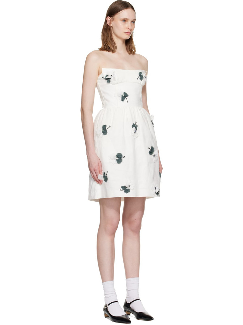 White Floral Appliqué Strapless Minidress 2