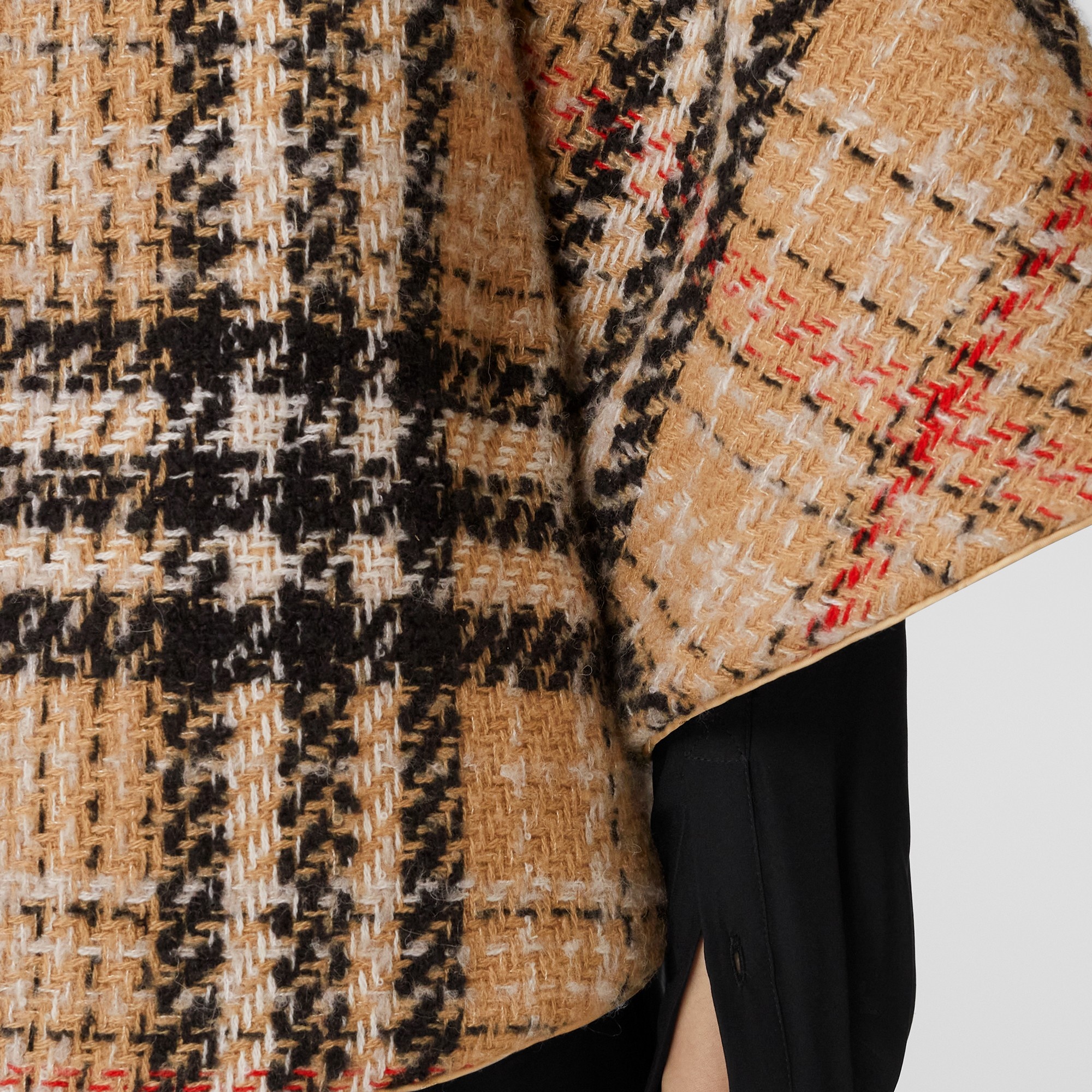 Exaggerated Check Cashmere Silk Tweed Cape - 5
