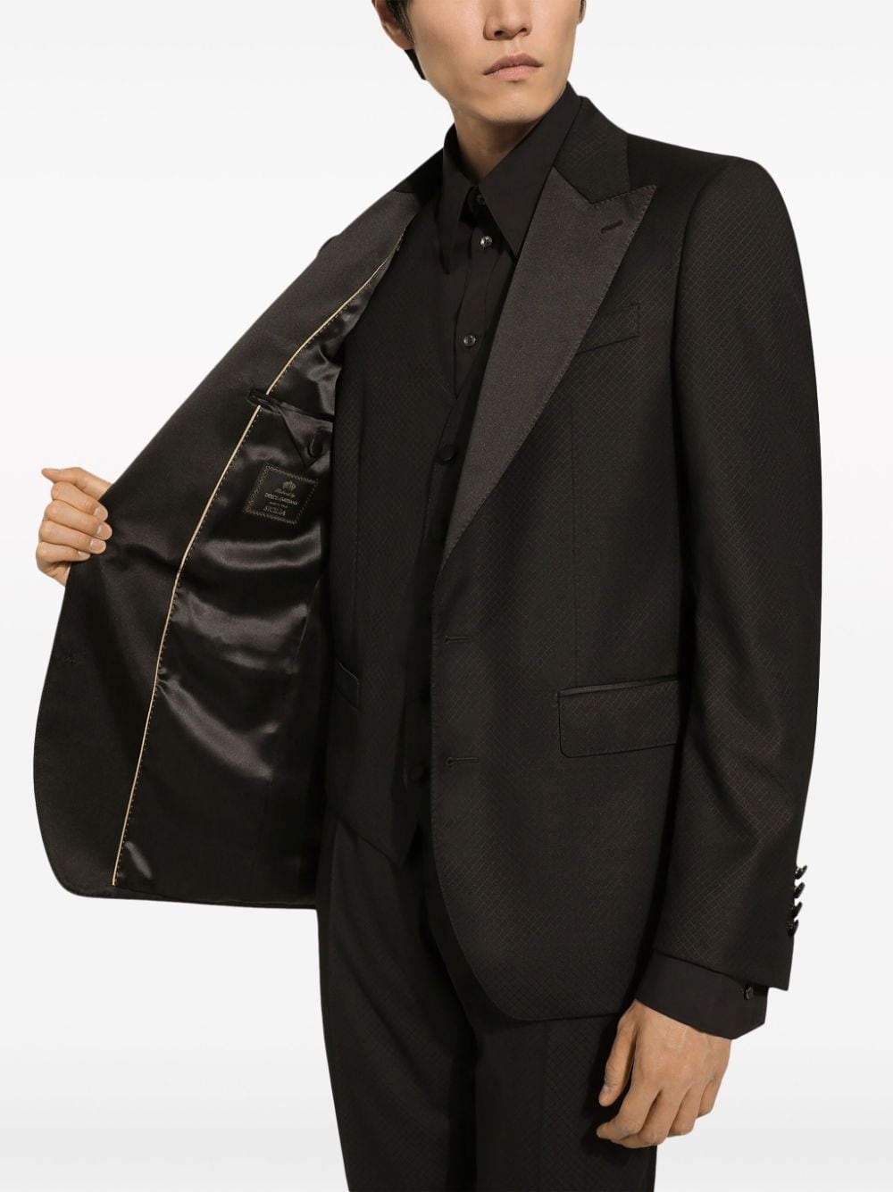contrasting lapels two-piece suit - 5