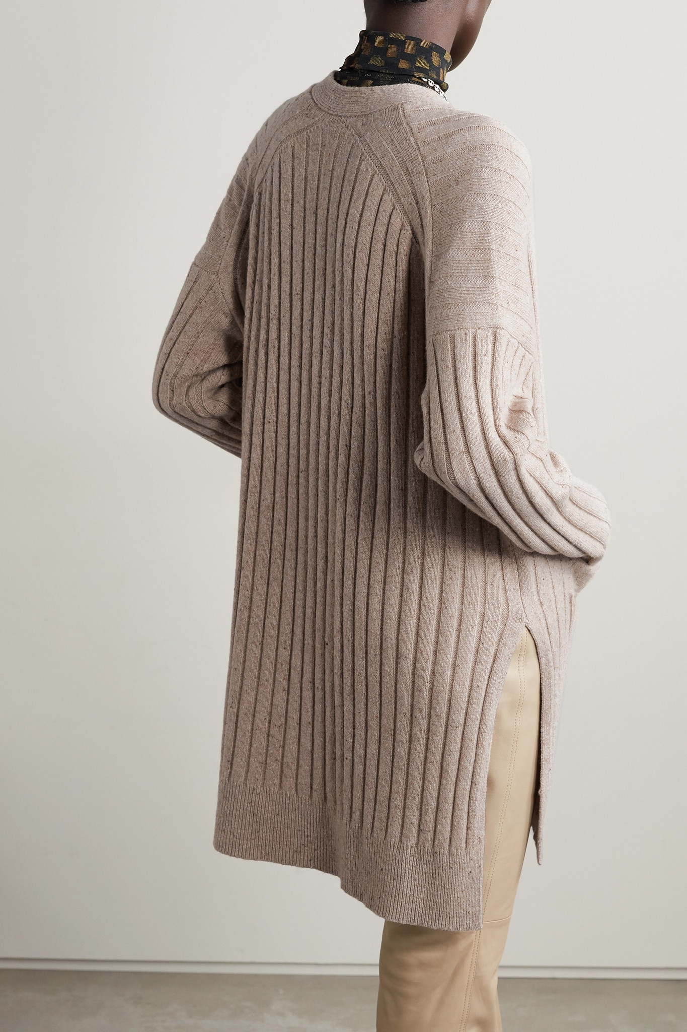 Oversized ribbed wool-blend cardigan - 3