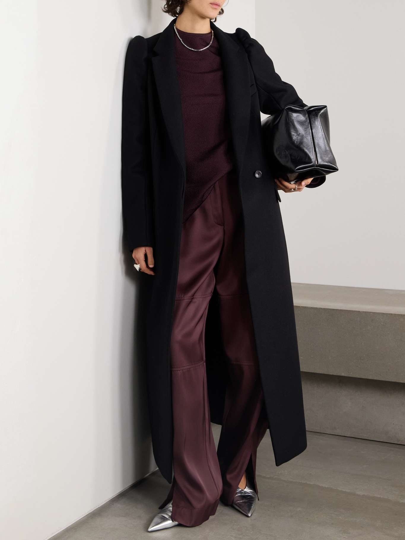 Satin-twill straight-leg pants - 2