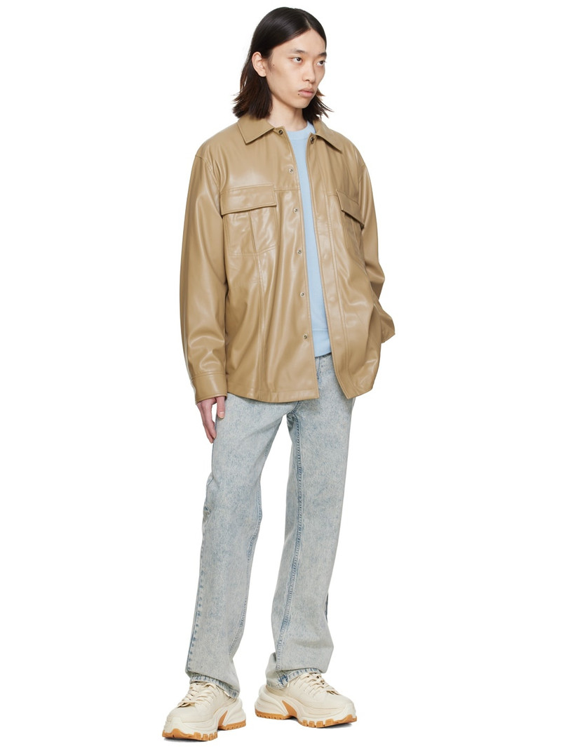 Wooyoungmi Beige Paneled Faux-Leather Shirt outlook