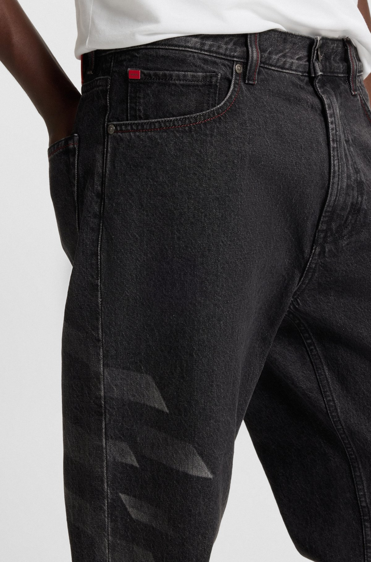 HUGO X RB RELAXED-FIT JEANS WITH LASERED PATTERN - 5