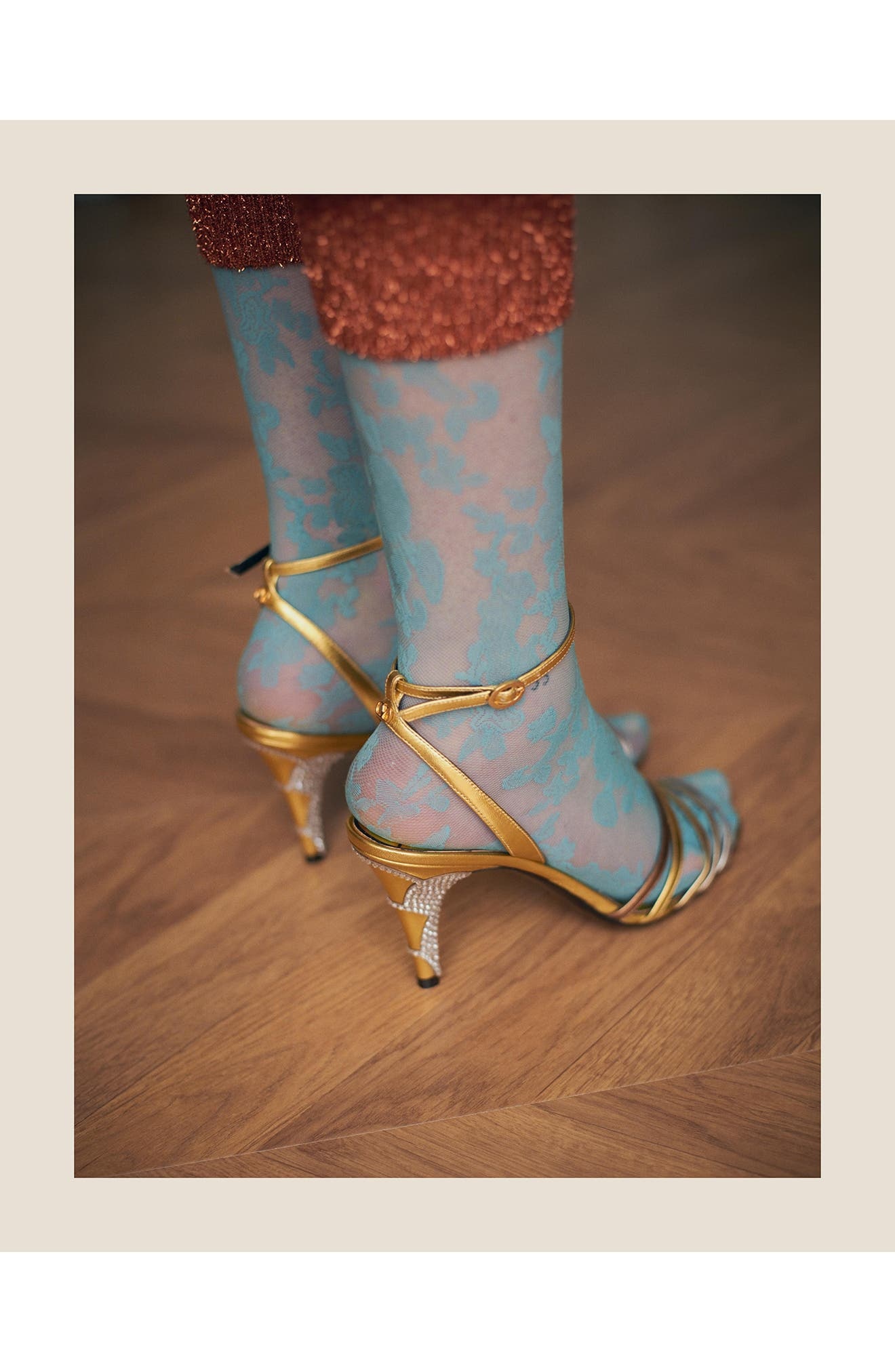 Valentino Garavani Ladycrush Ankle Strap Sandal in Bronze Multi at Nordstrom - 9
