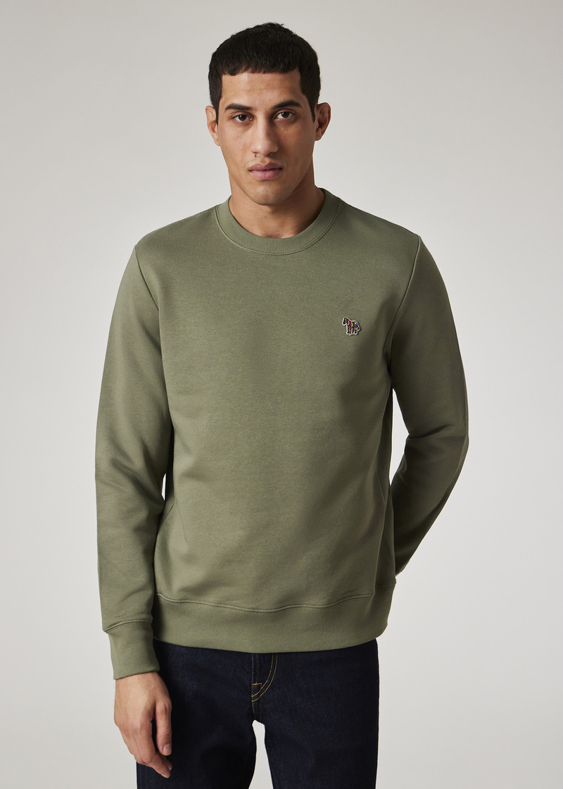 Washed Green Organic Cotton Zebra Logo Sweatshirt 4