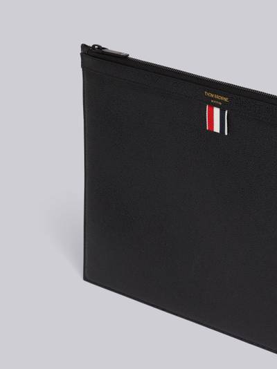 Thom Browne Black Pebble Grain Leather 4-Bar Brass Label Medium Zippered Document Holder outlook