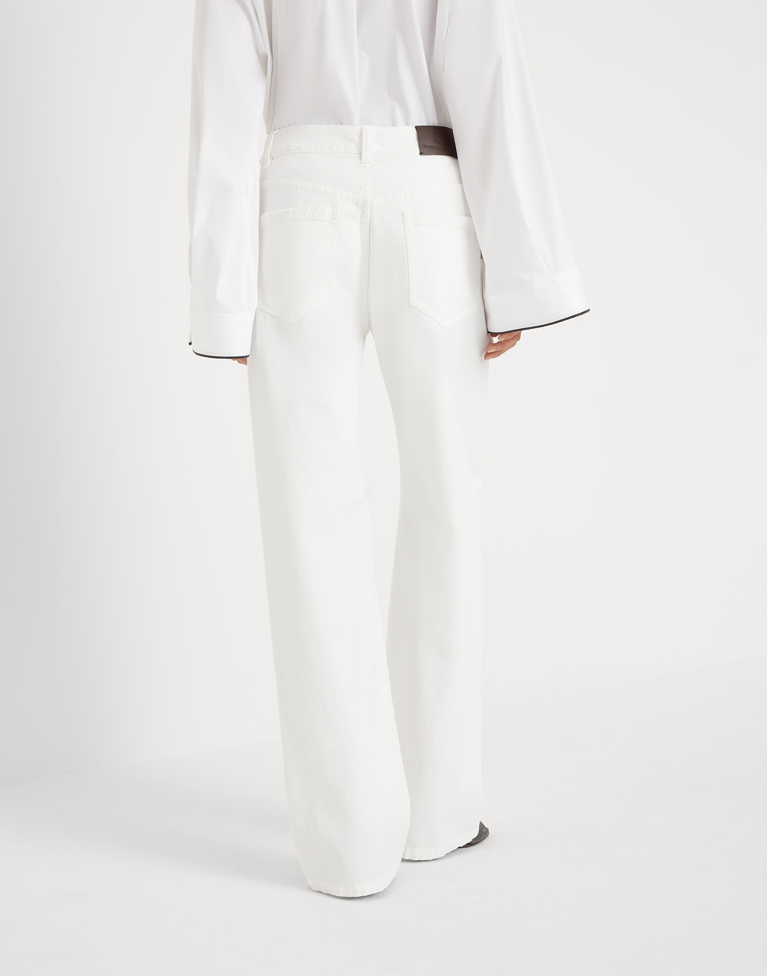 Stretch dyed denim loose five-pocket trousers with shiny tab - 2
