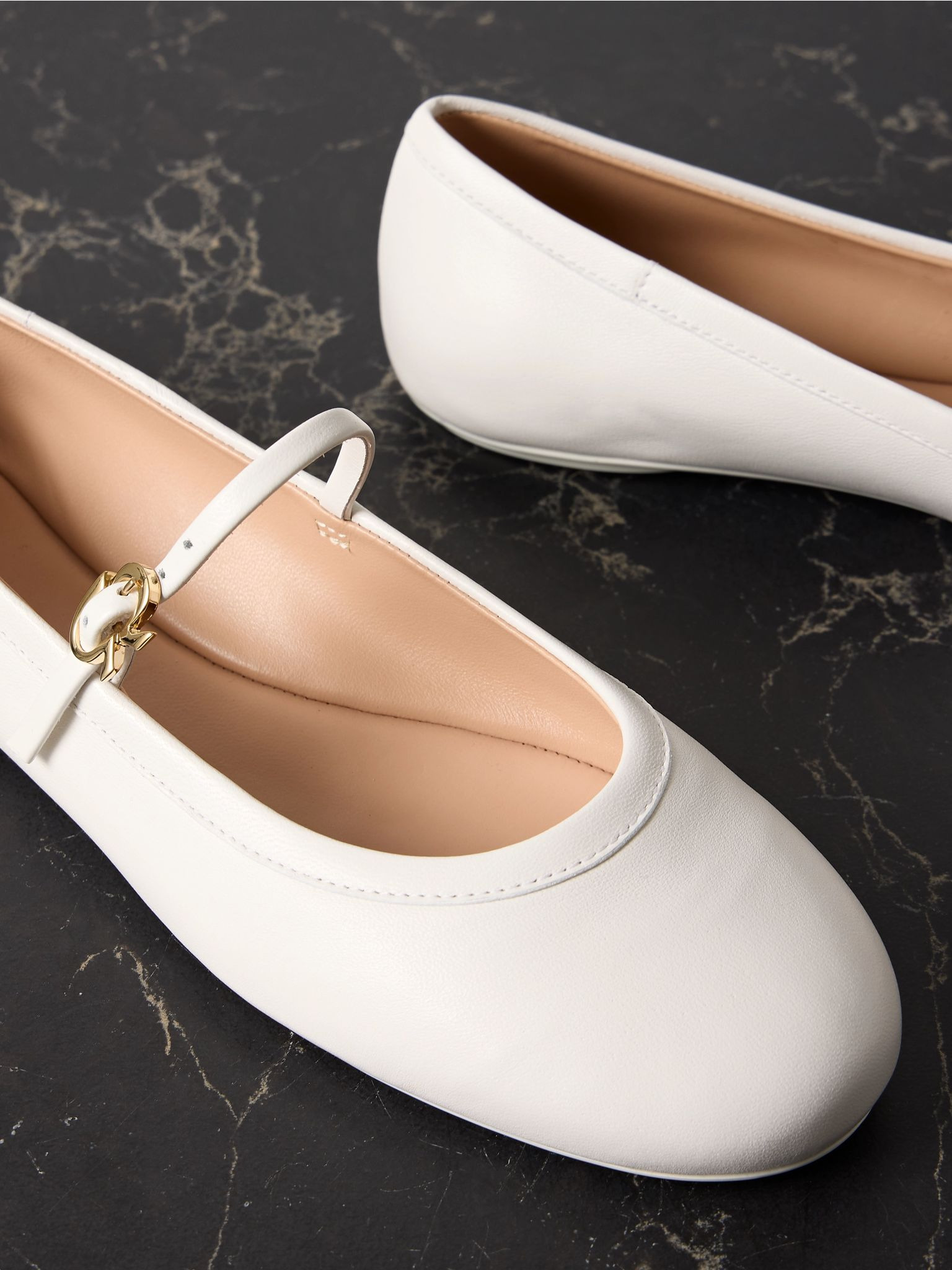 Carla leather Mary Jane ballet flats White - 4