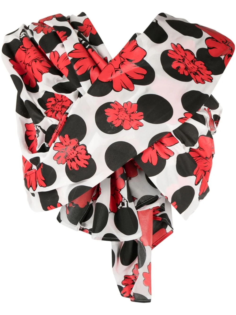 x Shun Sudo bow-detail gathered twisted blouse - 1