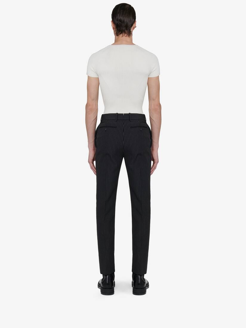 Men's Tailored Cigarette Trousers in Black/white - 4