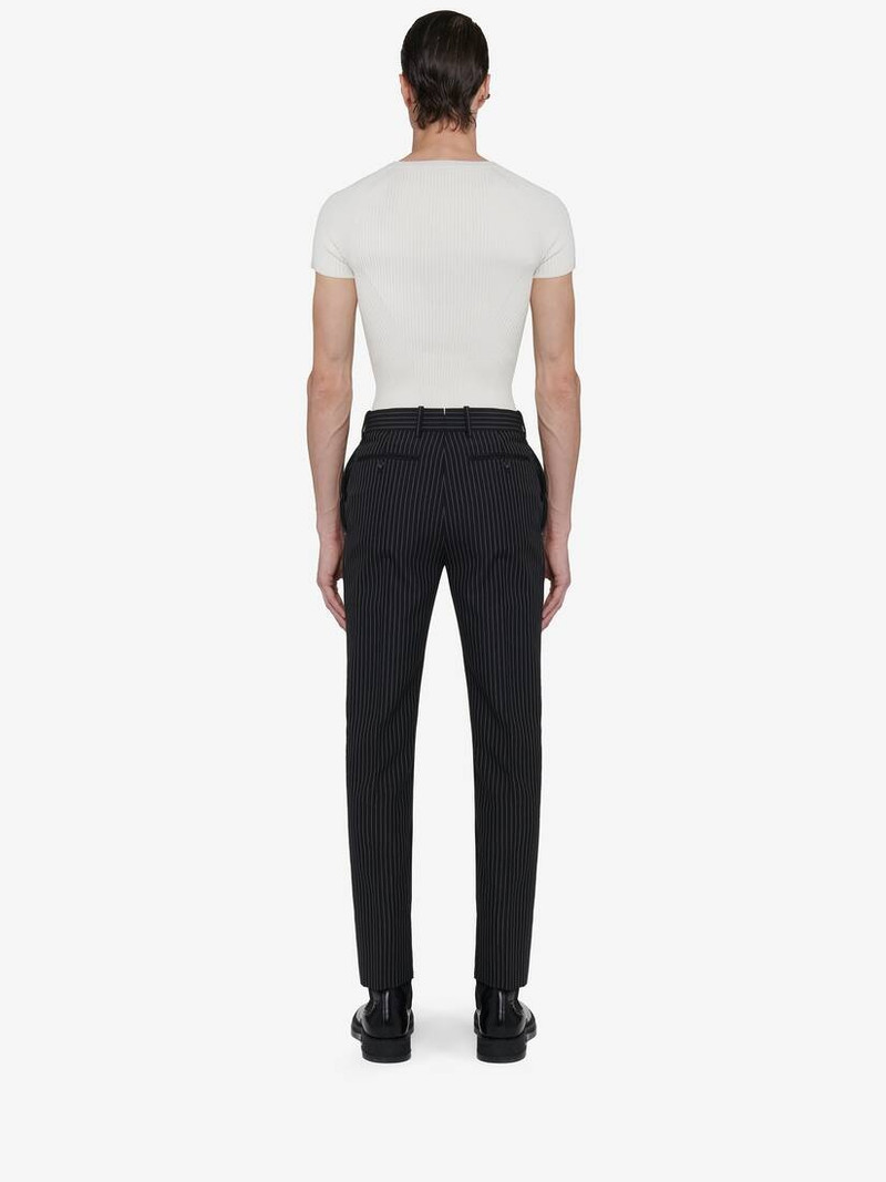 Men's Tailored Cigarette Trousers in Black/white 4