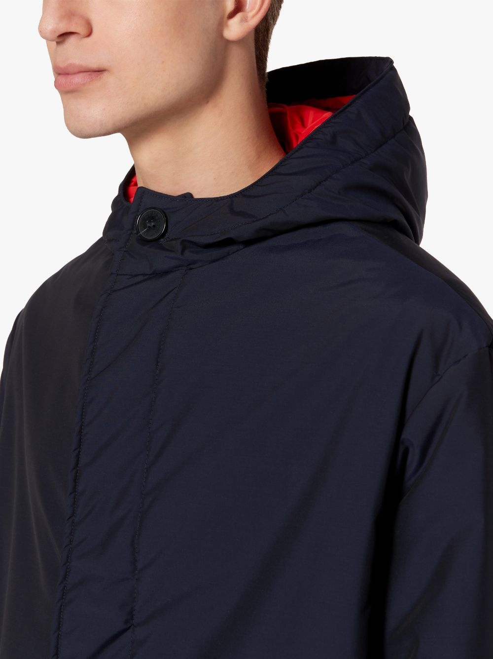 FIRENZE NAVY RAIN SYSTEM WOOL BLEND HOODED THINDOWN PARKA | GMF-301 - 5