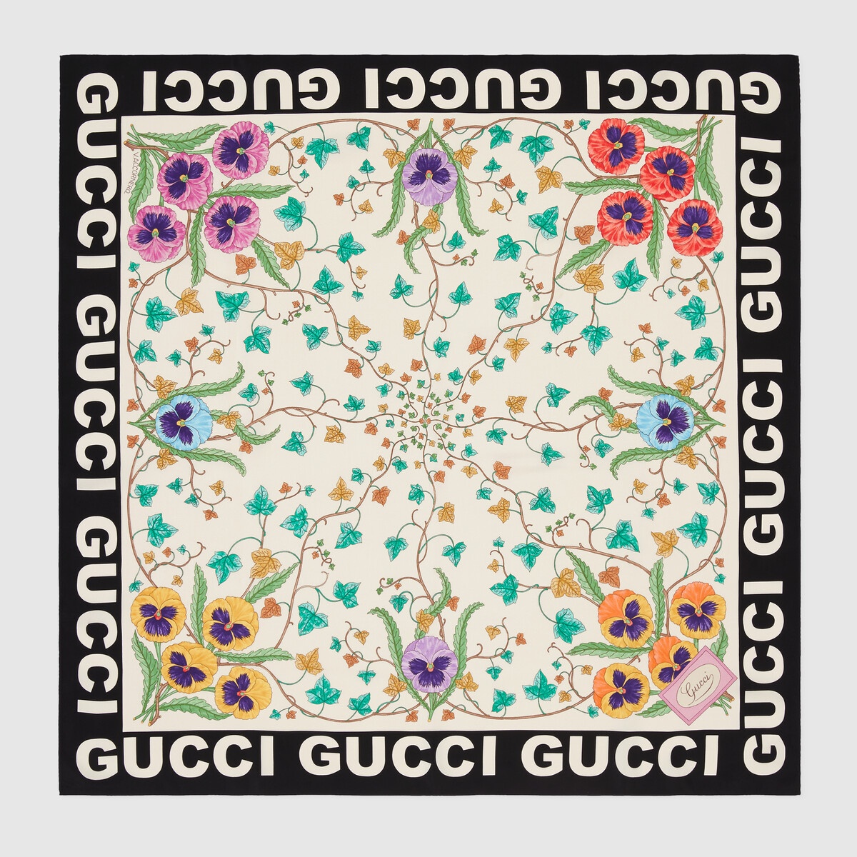 Floral print silk scarf - 1
