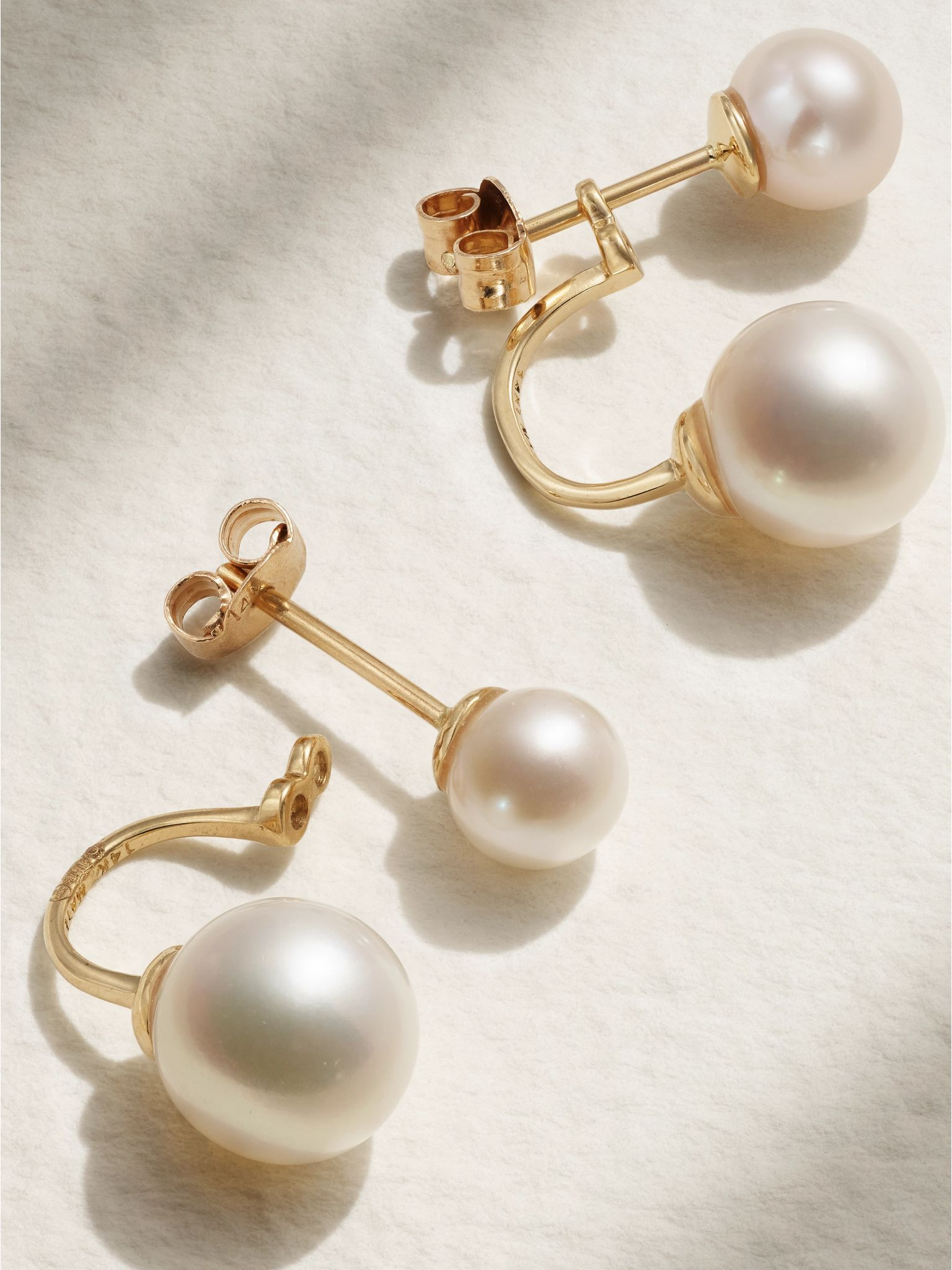14-karat gold pearl earrings Gold - 3