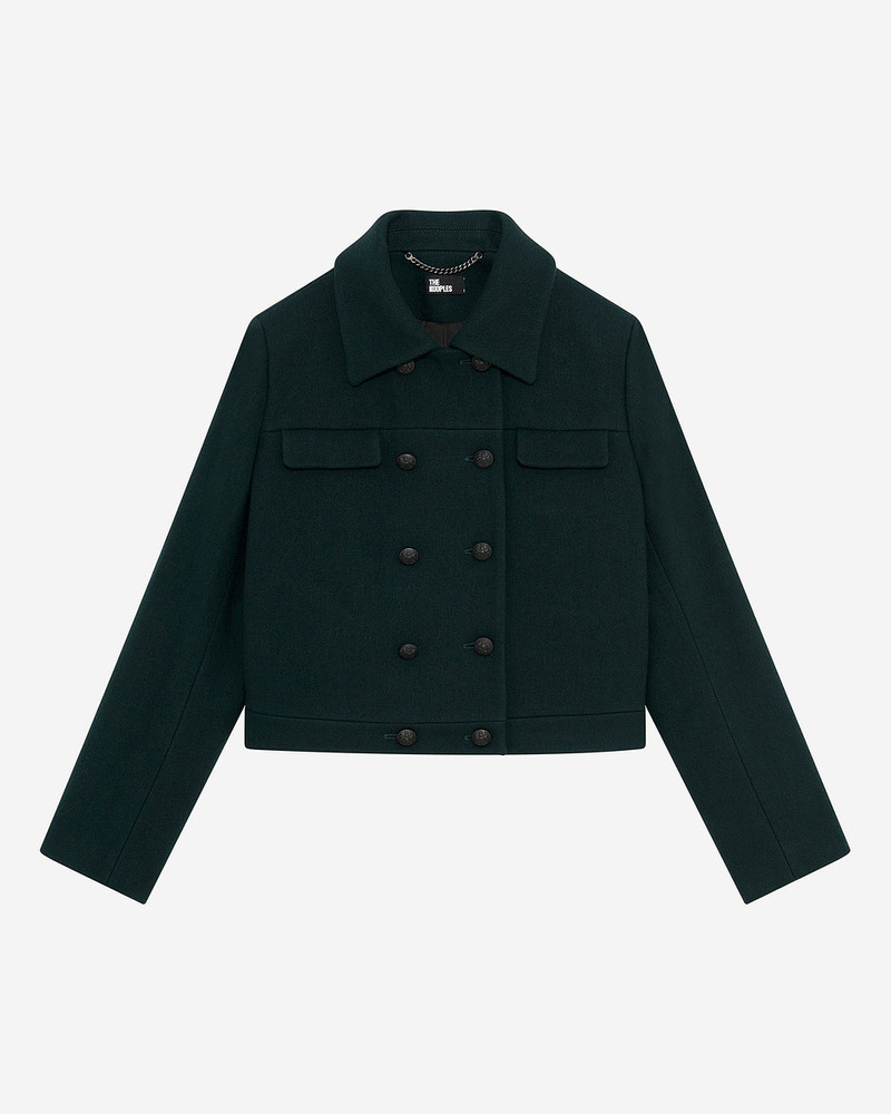 DARK GREEN WOOL SHORT JACKET 1