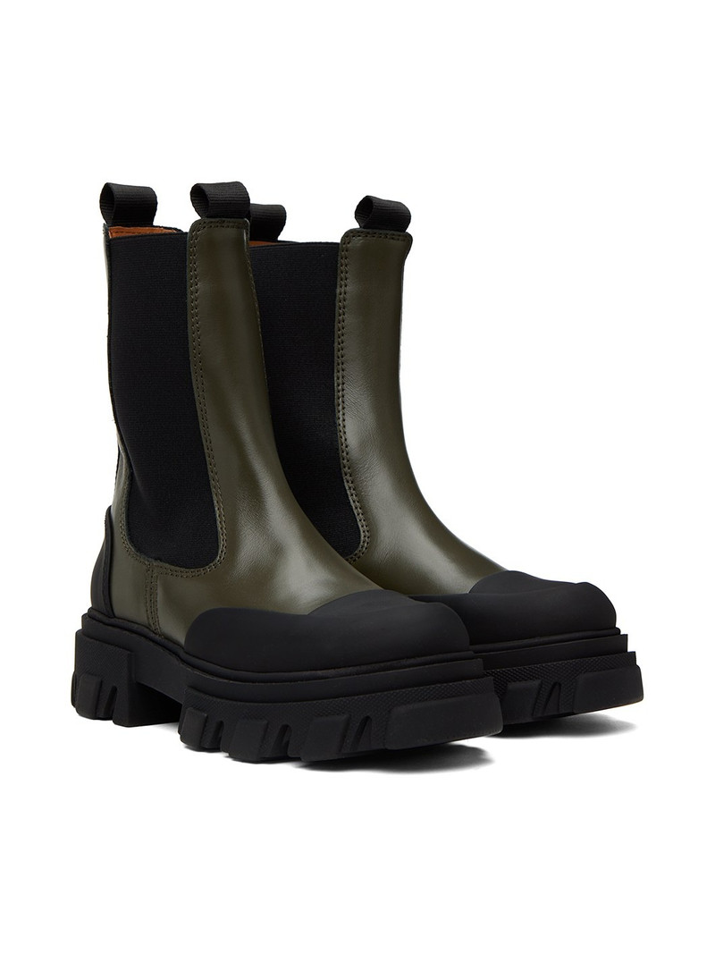 Green Leather Chelsea Boots 4