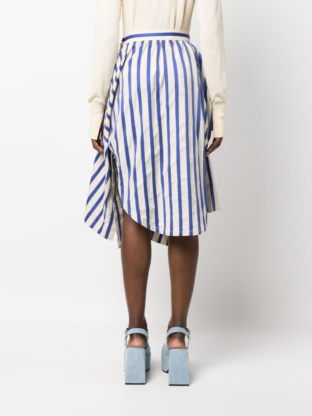 asymmetric striped skirt - 4