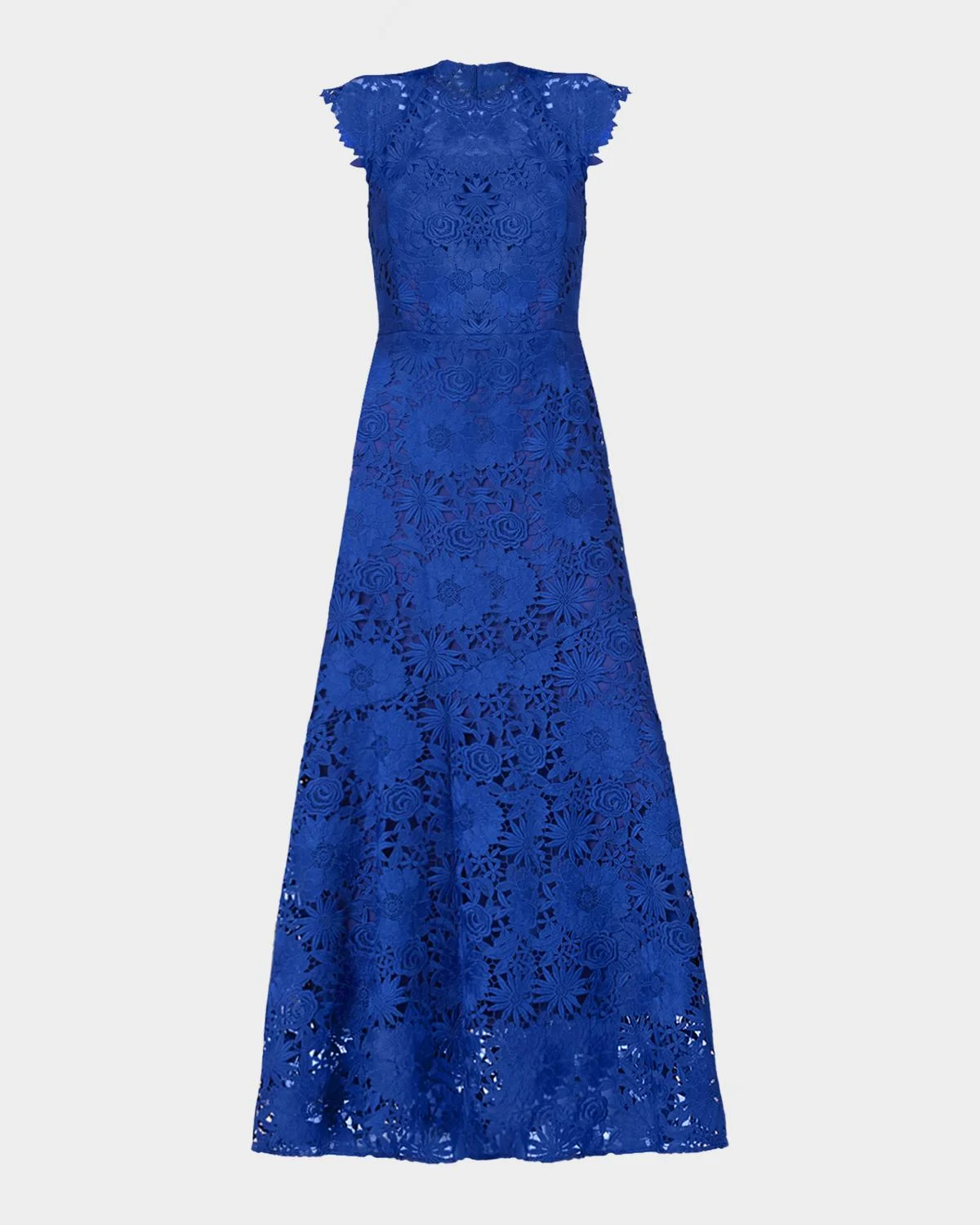 Raven Cap-Sleeve Floral Lace Gown - 1