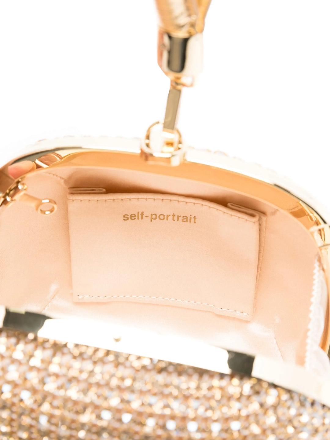 Gold Crystal Top Handle Clutch Bag - 5