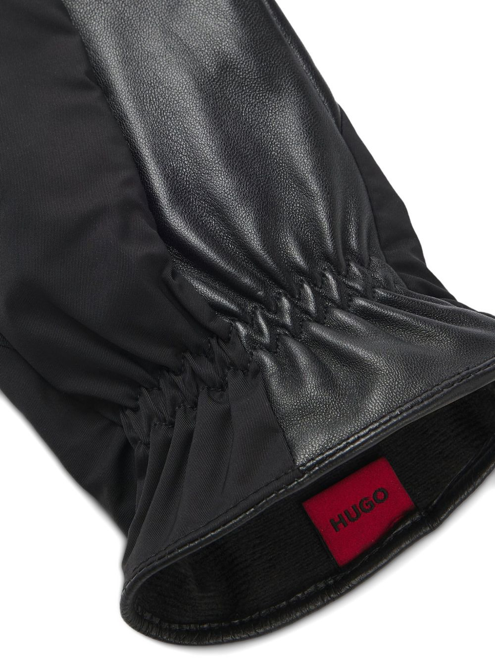leather panelled gloves - 3