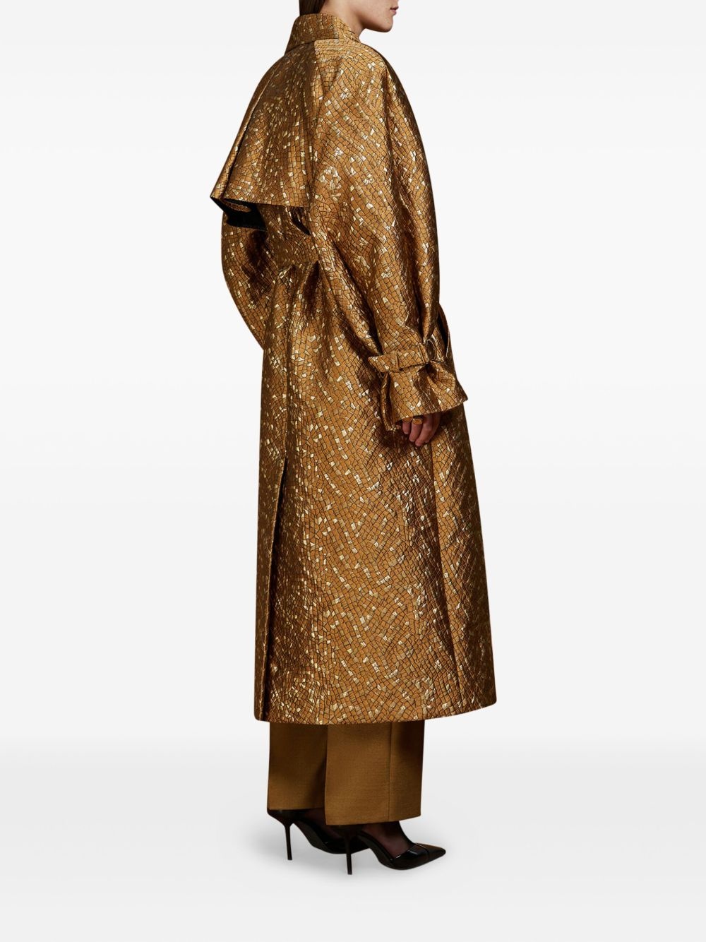 metallic jacquard trench coat - 2