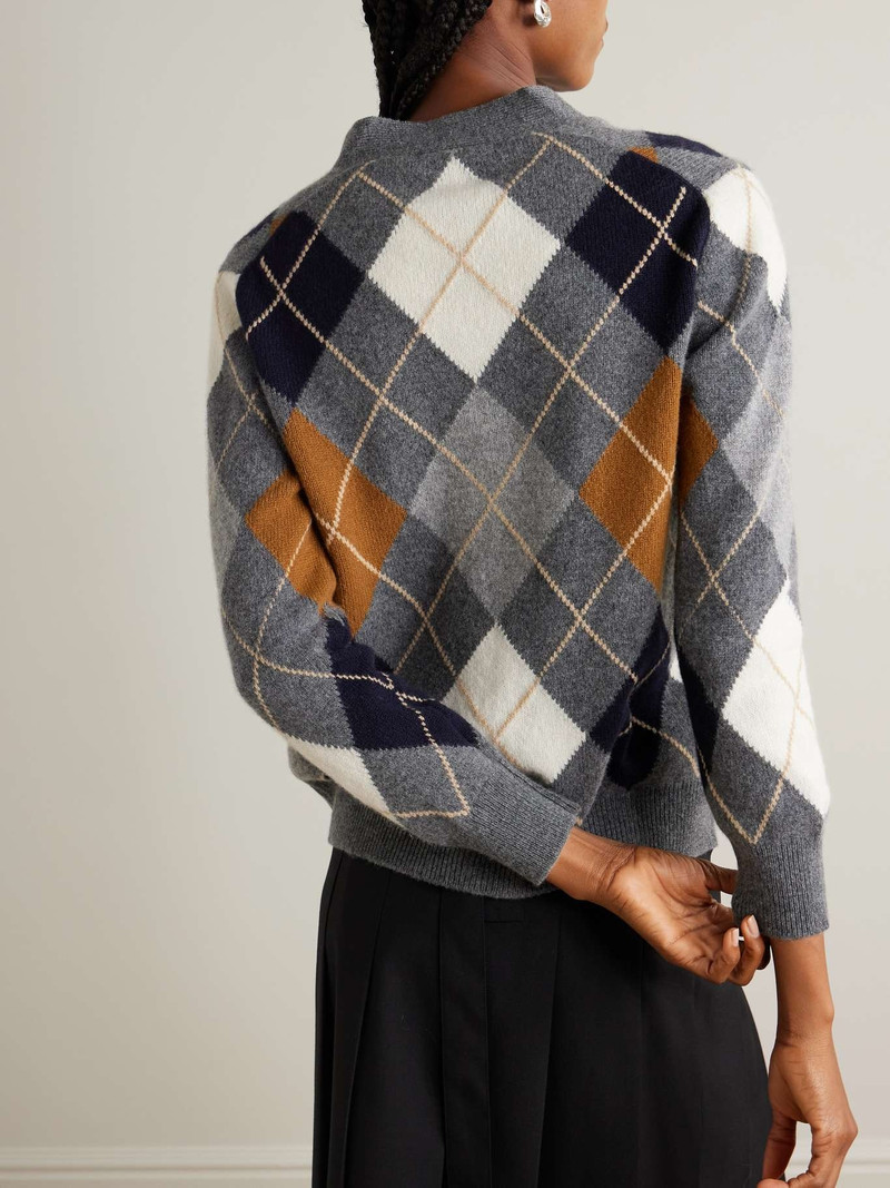 Argyle wool cardigan Gray 3