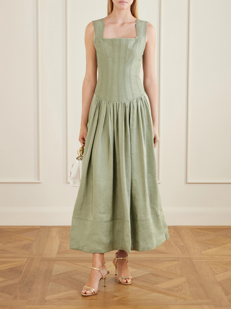 Aje. Spirelle Linen-blend Dupione Midi Dress outlook