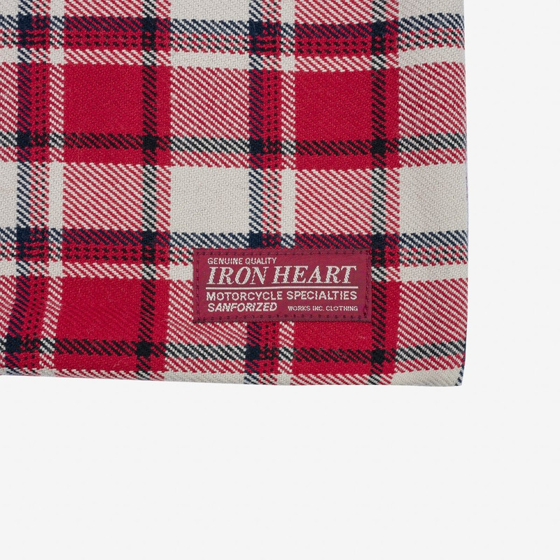 Iron Heart IHG-103-REDCRM Ultra Heavy Flannel Classic Check Cushion Cover - Red/Cream outlook