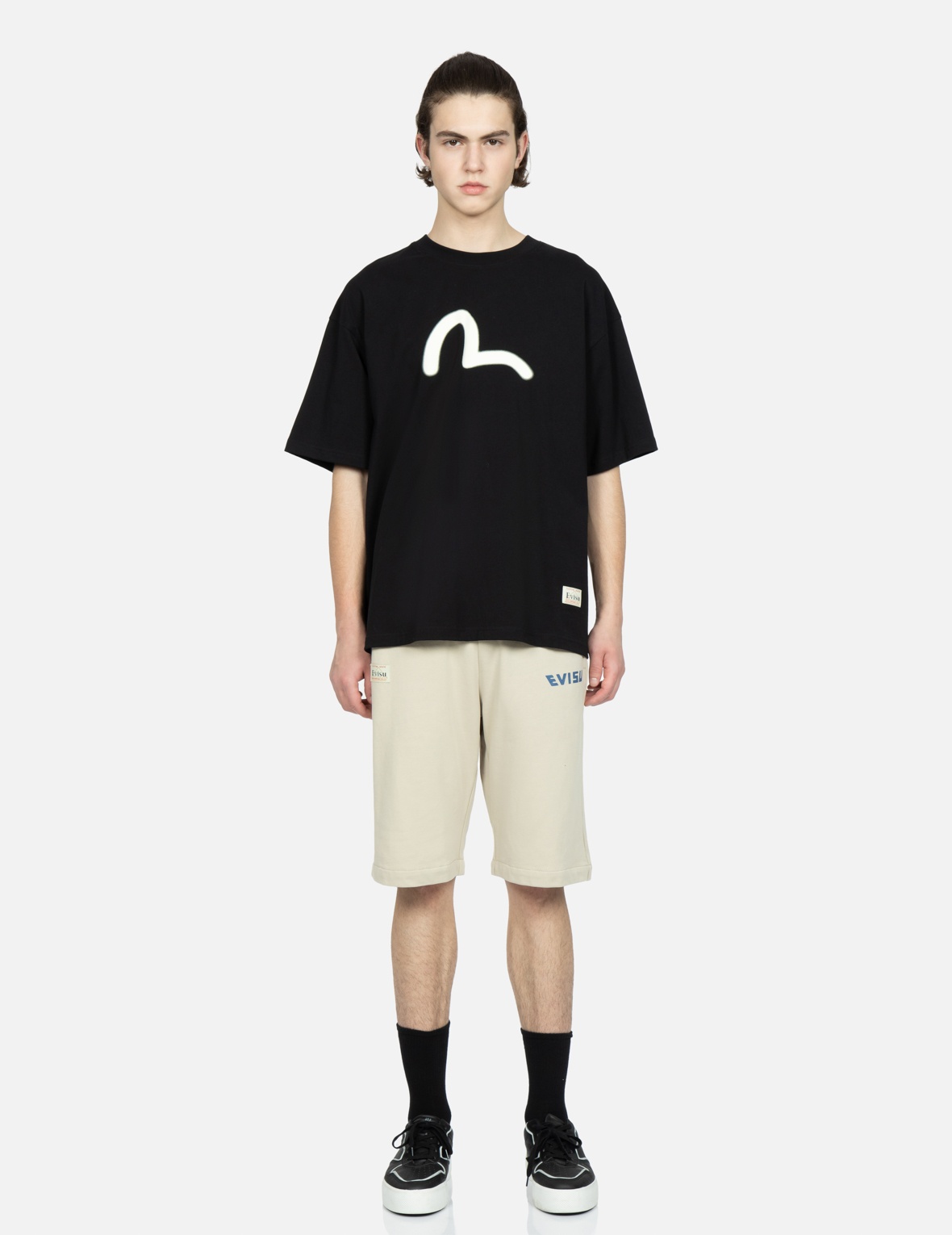 GRAFFITI DARUMA PRINT SWEAT SHORTS - 6