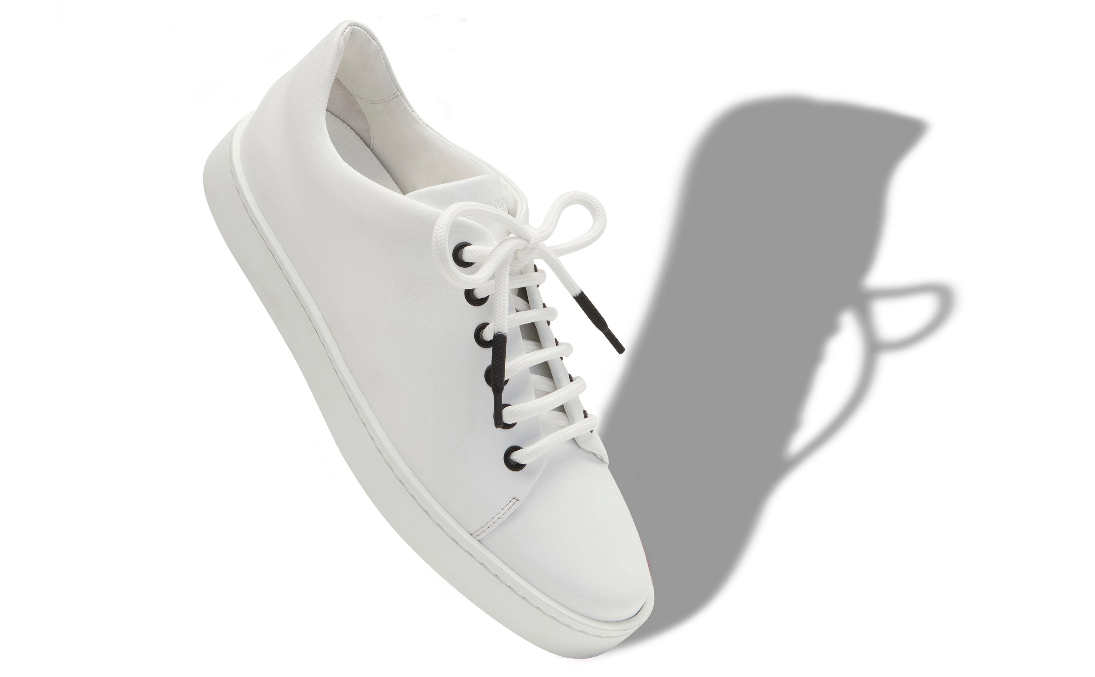 White Calf Leather Low Cut Sneakers - 2