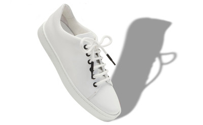 Manolo Blahnik White Calf Leather Low Cut Sneakers outlook