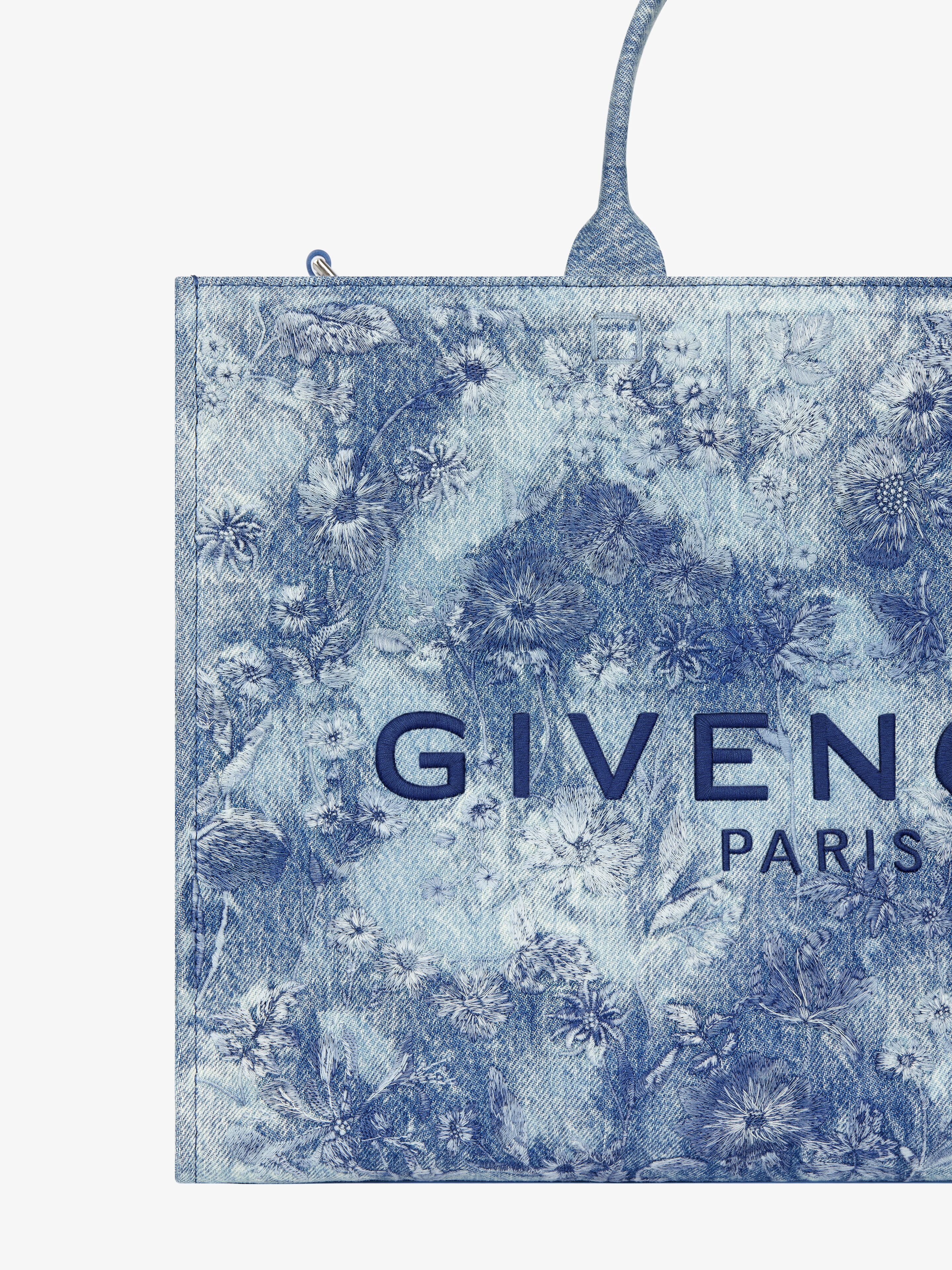 MEDIUM G-TOTE BAG IN WASHED EMBROIDERED DENIM - 6