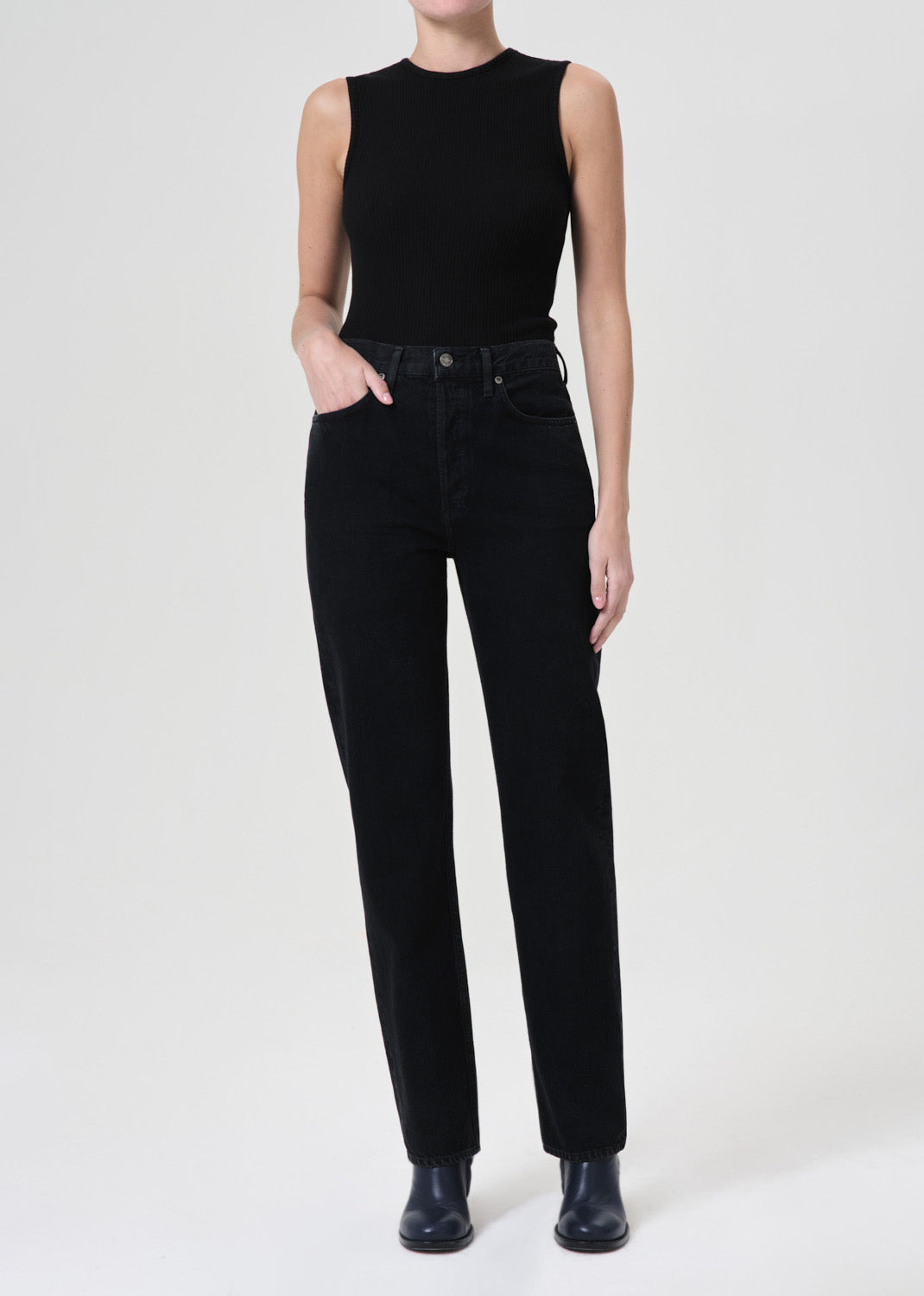 90'S PINCH WAIST HIGH RISE STRAIGHT LONG IN CRUSHED - 2