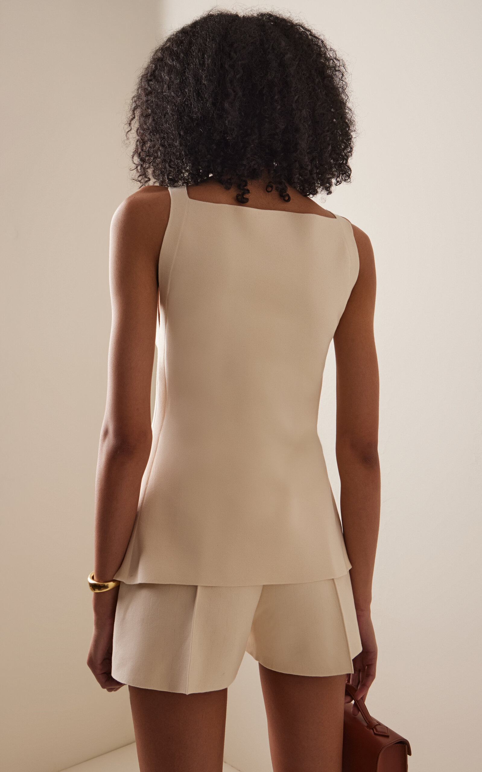 Asher Cotton-Blend Apron Top ivory - 4