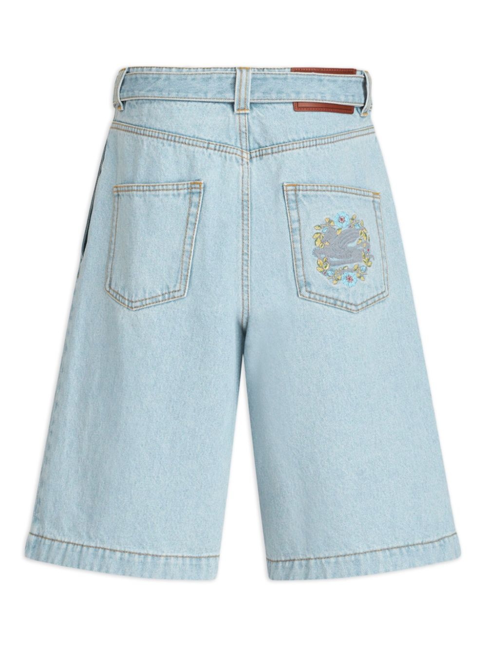 logo-embroidered denim bermuda shorts - 7