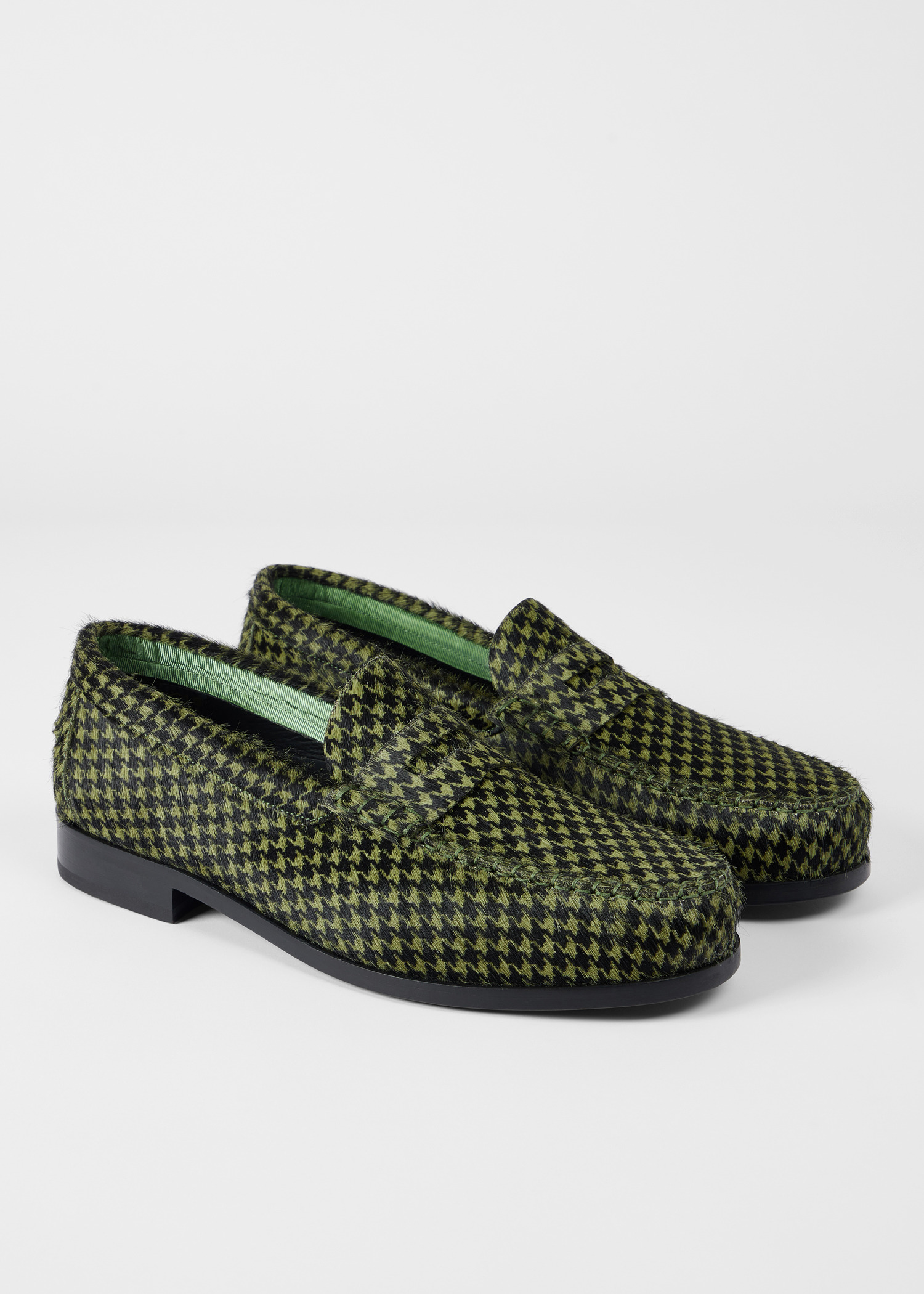 Green Houndstooth 'Lido' Loafers - 4