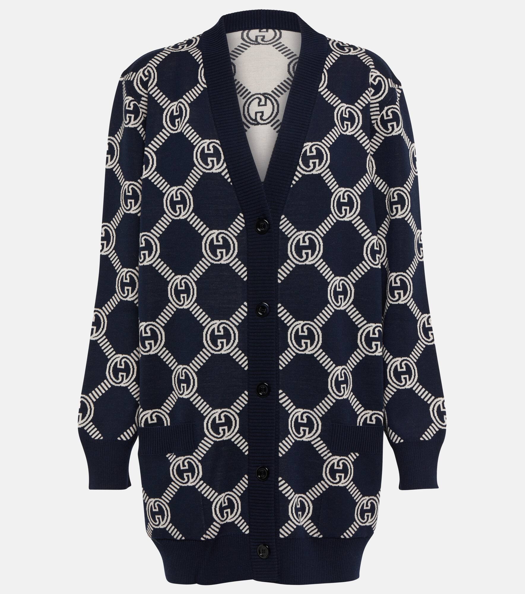 GG reversible wool-blend cardigan - 1