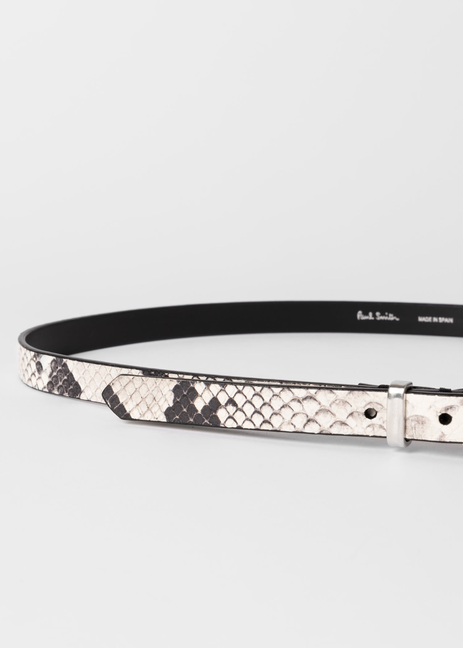 Cream Snake Print Belt - 4