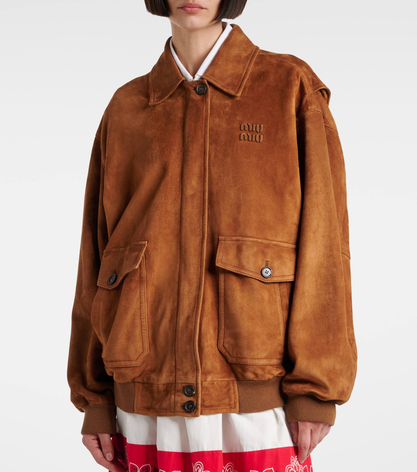 Logo suede blouson - 6