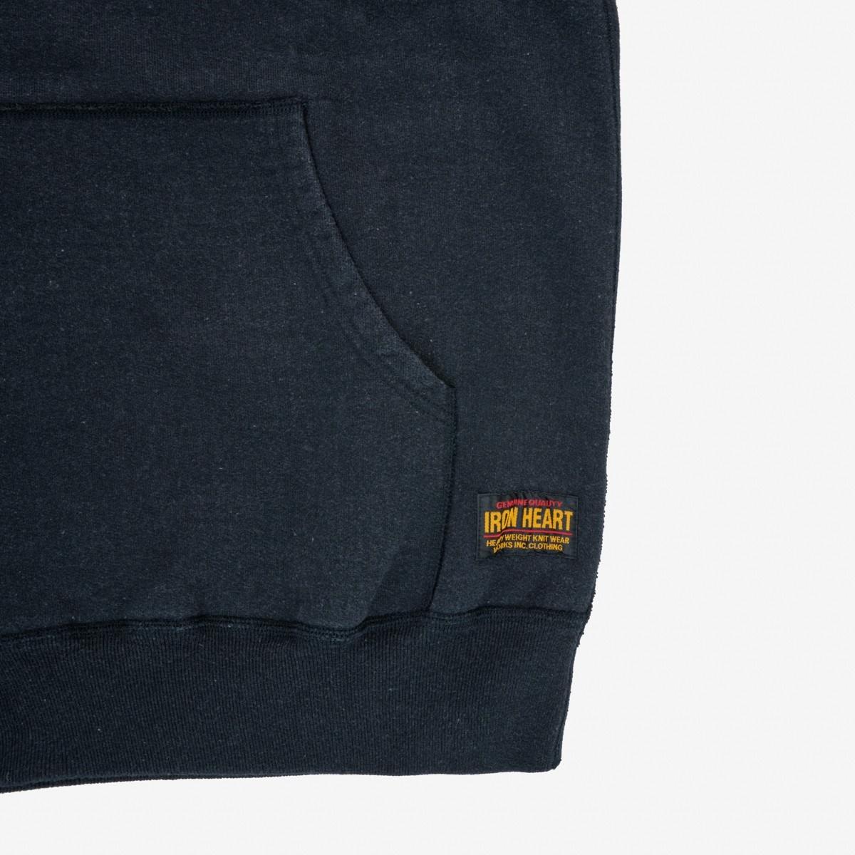 IHSW-HAM-BLK 14oz Ultra Heavyweight "Iron Heart Hamburg" Hooded Sweat – Vintage Black - 10