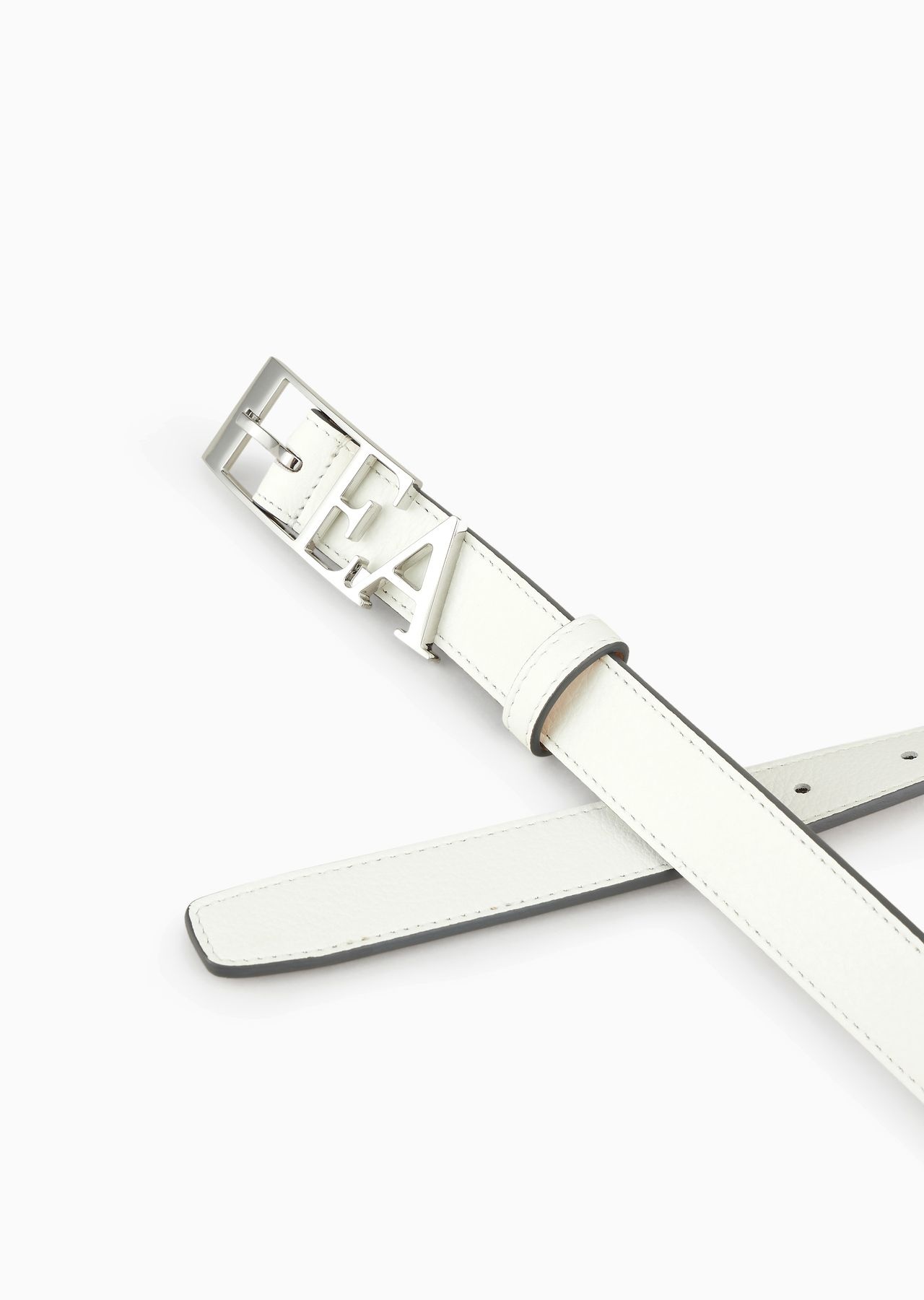 Deer-print leather belt with contoured EA buckle - 2